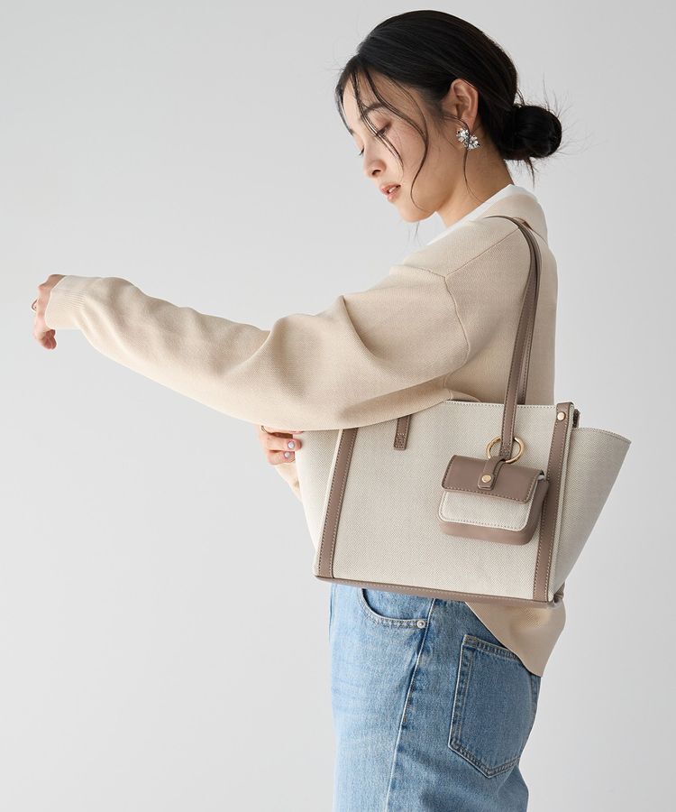 YECCA VECCA「【cache cache】ミニポーチ付きエルガリートート」|トートバッグ|Beige