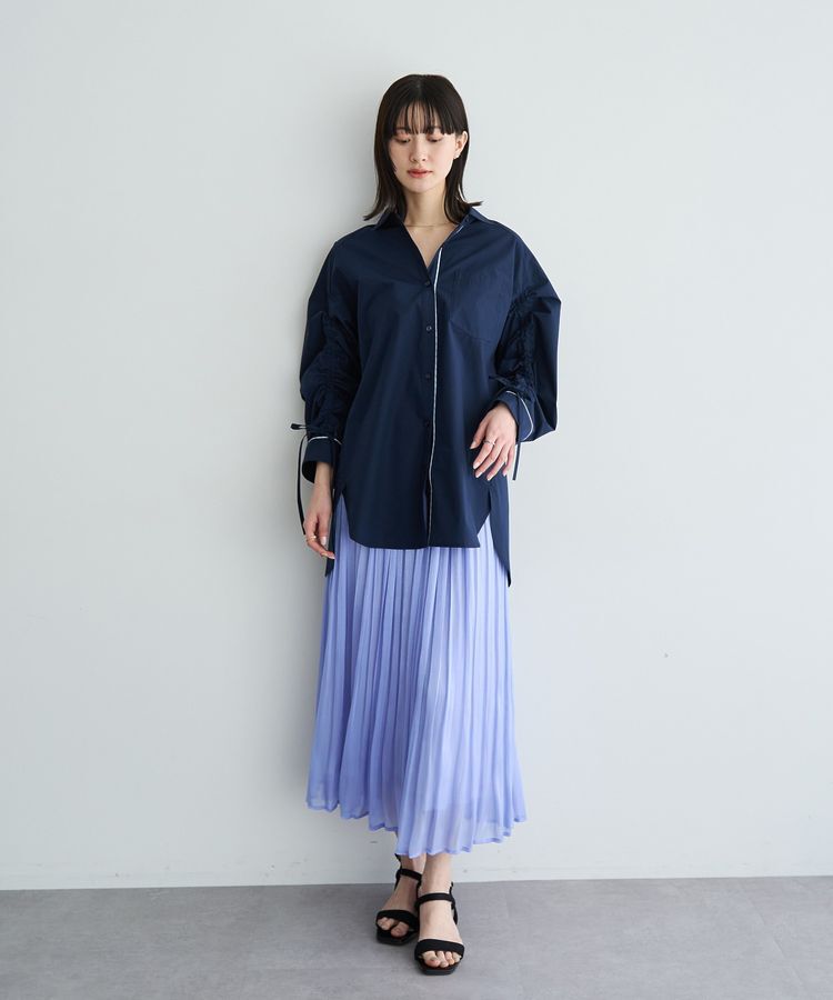 YECCA VECCA「シャイニーサテンプリーツスカート」|スカート|