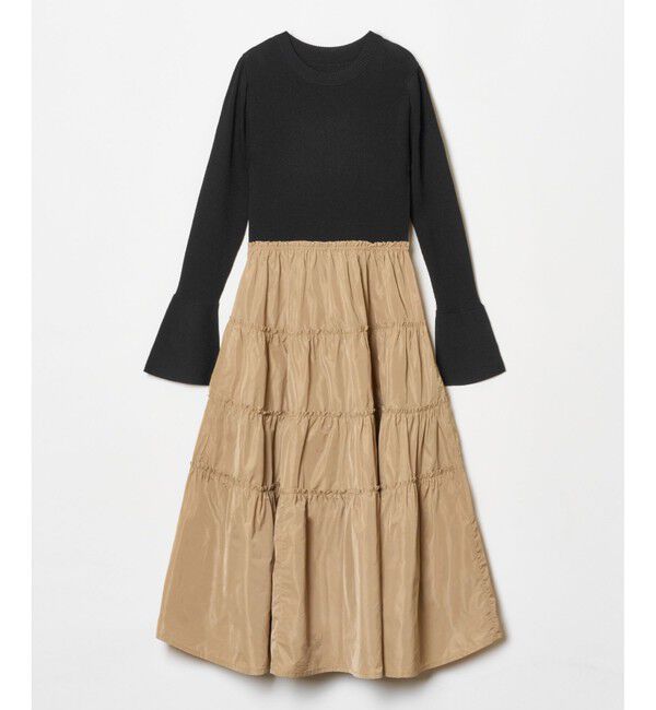 LOULOU WILLOUGHBY「【LOULOU WILLOUGHBY】タフタティアードニットワンピース」|ワンピース|