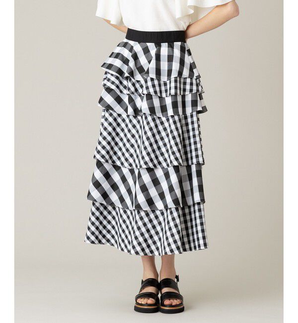 LOULOU WILLOUGHBY「《ドラマ着用》【LOULOU WILLOUGHBY】タフタミルフィーユスカート」|スカート|ブラック系