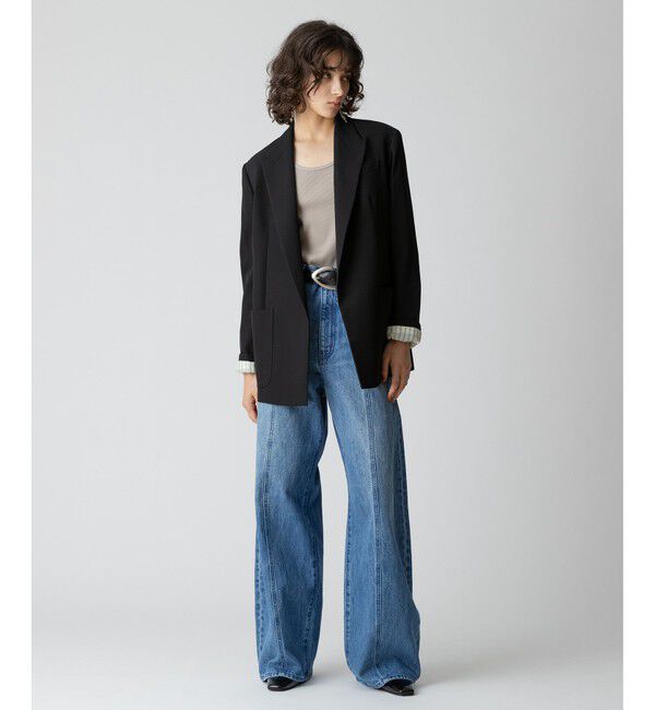 allureville「ビスコースウールボタンレスジャケット」|テーラードジャケット|