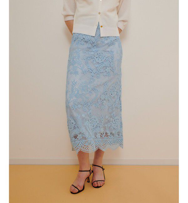 allureville「メッシュレーススカート」|スカート|サックス