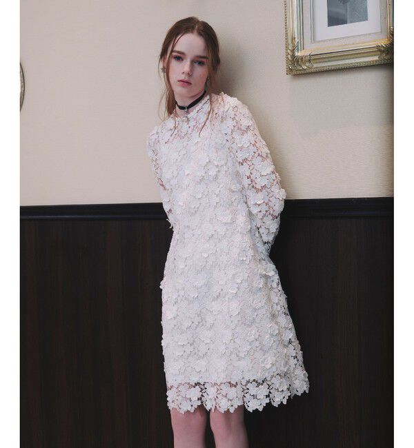 LOULOU WILLOUGHBY「【LOULOU WILLOUGHBY】ケミカルフラワーレースワンピース」|ワンピース|