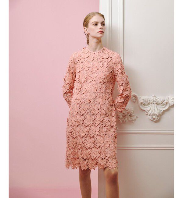 LOULOU WILLOUGHBY「【LOULOU WILLOUGHBY】ケミカルフラワーレースワンピース」|ワンピース|ピンク