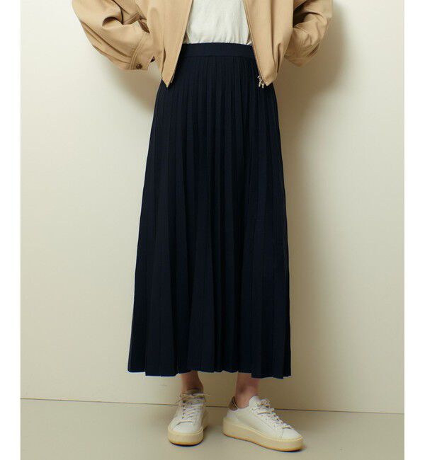 allureville「ソウバリシアーコンビプリーツスカート」|スカート|ネイビー