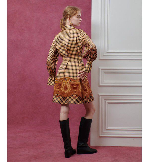 LOULOU WILLOUGHBY「【LOULOU WILLOUGHBY】エンブレムチェックワンピース」|ワンピース|