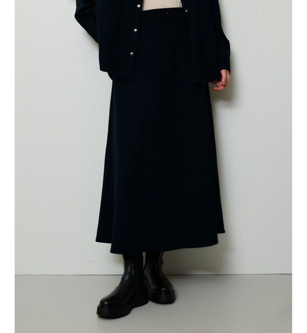 allureville「サキソニーベルテッドナロースカート」|スカート|ネイビー