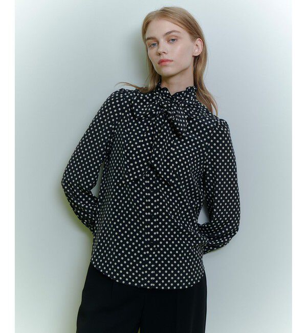 LOULOU WILLOUGHBY「◇【LOULOU WILLOUGHBY】デシンドットフリルボウタイブラウス」|シャツ・ブラウス|ブラック