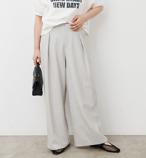  「【接触冷感】ストレートシルエットスラックスパンツ」|スラックス|