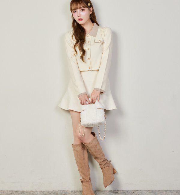  「金ボタン配色衿ニット」|ニット・セーター|