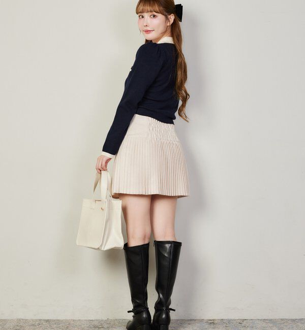  「金ボタン配色衿ニット」|ニット・セーター|