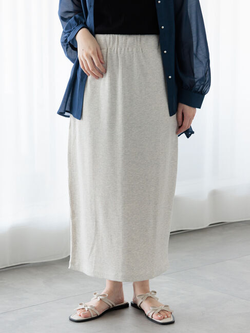 Te chichi TERRASSE「【選べる着丈】ゴム編みナロースカート」|スカート|オフホワイト