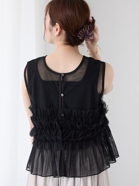 Te chichi TERRASSE「シアー重ねフリルベスト」|シャツ・ブラウス|
