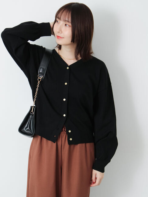 Te chichi TERRASSE「前後2WAY金釦Vネックカーディガン」|カーディガン|ブラック