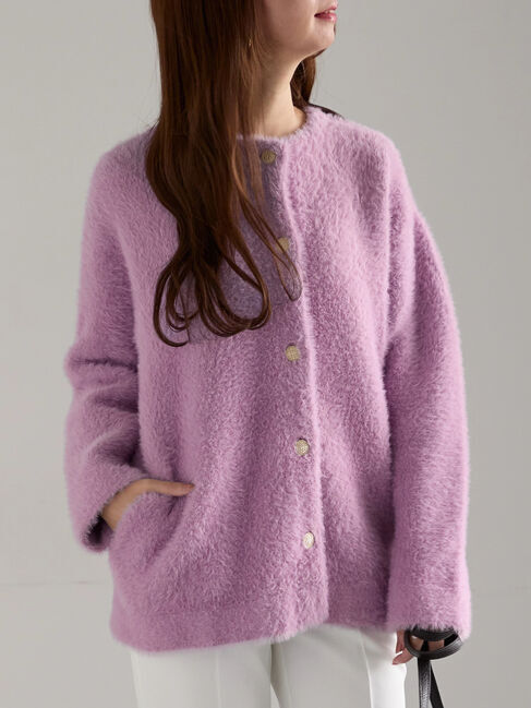 Te chichi「【R by Te chichi】ダブルフェイスフェザーカーディガン《2025winter catalog item》」|カーディガン|パープル