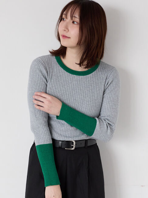 Te chichi TERRASSE「袖バイカラーリブニット」|ニット・セーター|