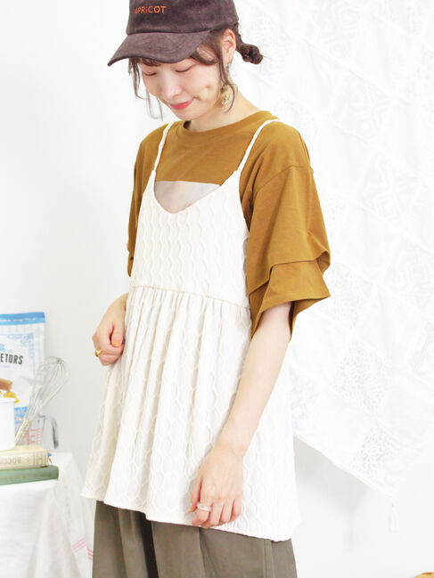 Samansa Mos2「カットジャカードキャミチュニック」|Tシャツ・カットソー|オフホワイト