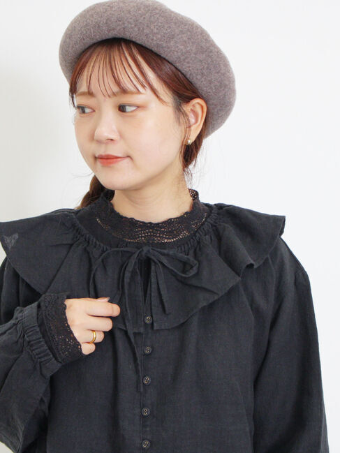 Samansa Mos2「【Slow linen】柄アソートフリルブラウス」|シャツ・ブラウス|