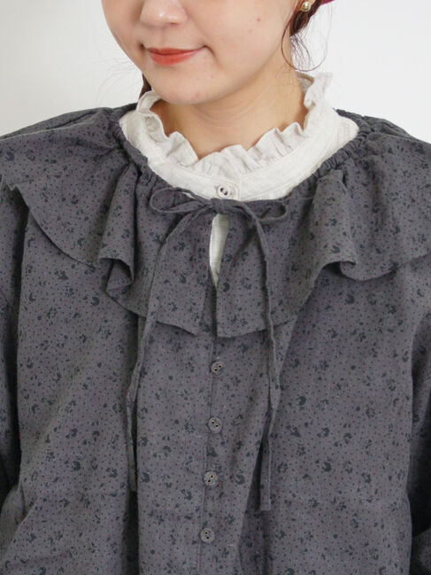 Samansa Mos2「【Slow linen】柄アソートフリルブラウス」|シャツ・ブラウス|