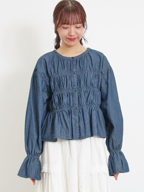 Samansa Mos2「デニム/ツイルシャーリングブラウス」|シャツ・ブラウス|