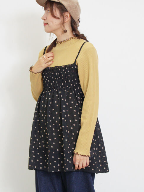 Samansa Mos2「◎シャーリングキャミチュニック」|シャツ・ブラウス|ブラック