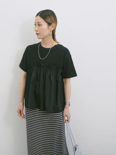 Samansa Mos2 blue「アソートドッキングプルオーバー」|Tシャツ・カットソー|