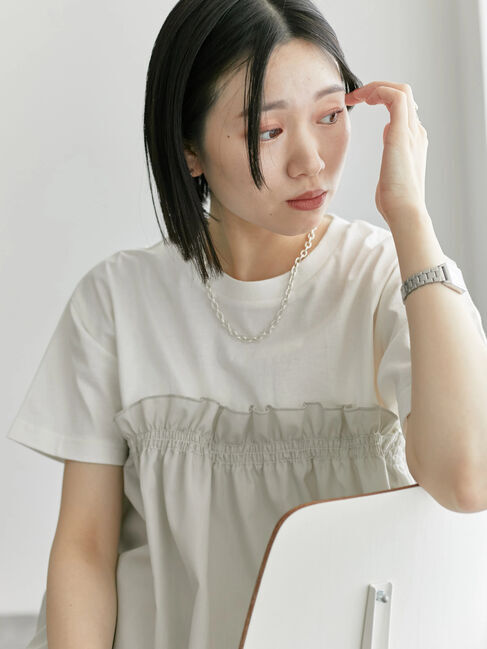 Samansa Mos2 blue「アソートドッキングプルオーバー」|Tシャツ・カットソー|