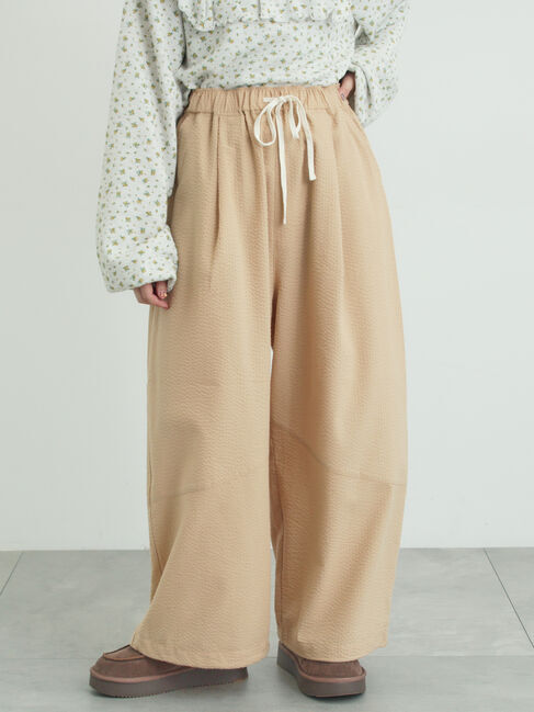 Samansa Mos2「【2WAY】裾しぼり切替えパンツ」|その他|ベージュ