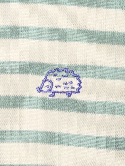 Samansa Mos2 Lagom「ハリネズミ刺繍ボーダーカットソー」|Tシャツ・カットソー|