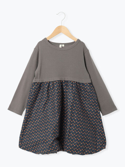 Samansa Mos2 Lagom「花柄ドッキングバルーンワンピース」|ワンピース|ネイビー