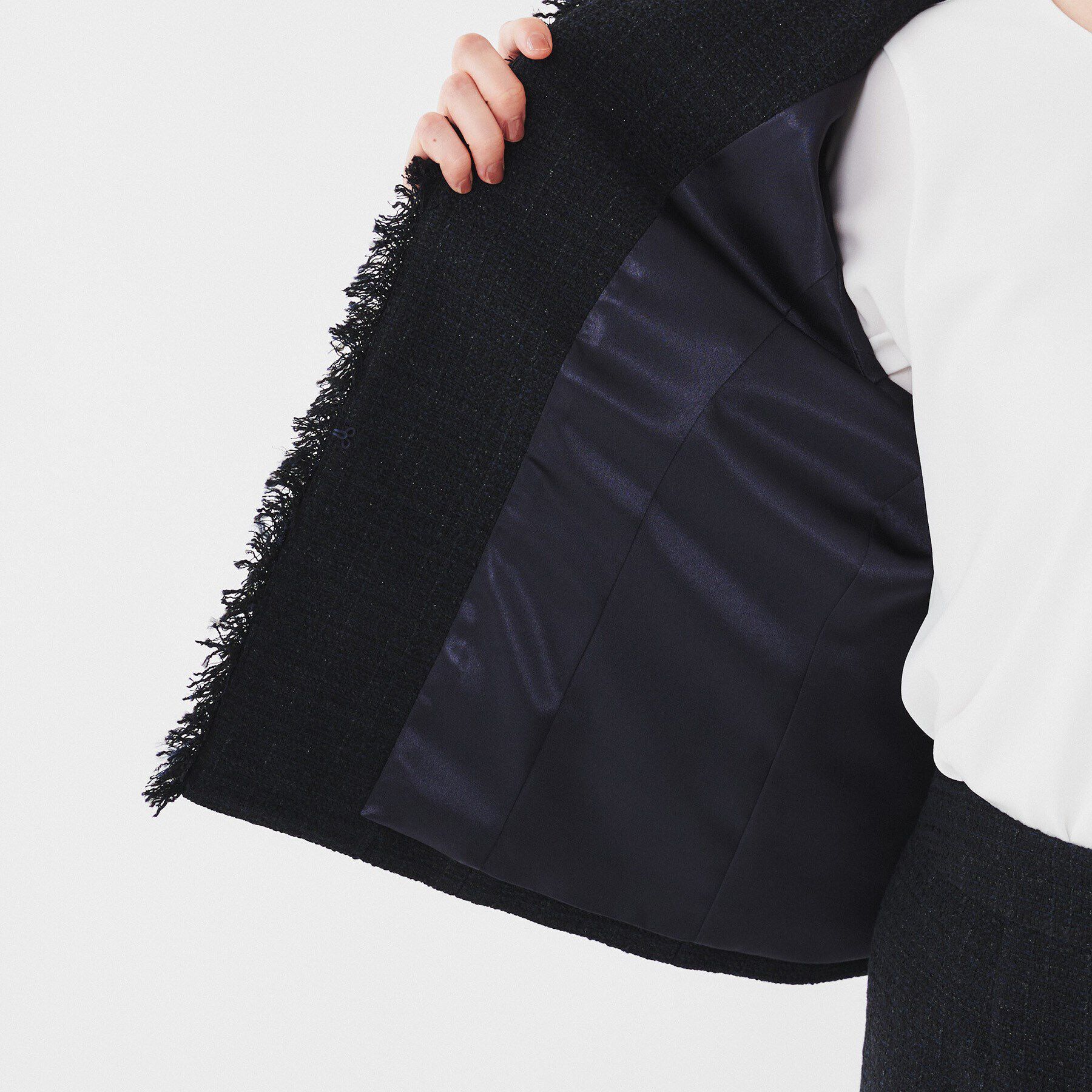 UNTITLED「【入卒/セレモニー/通勤】ラメツイード ノーカラージャケット」|ノーカラージャケット|