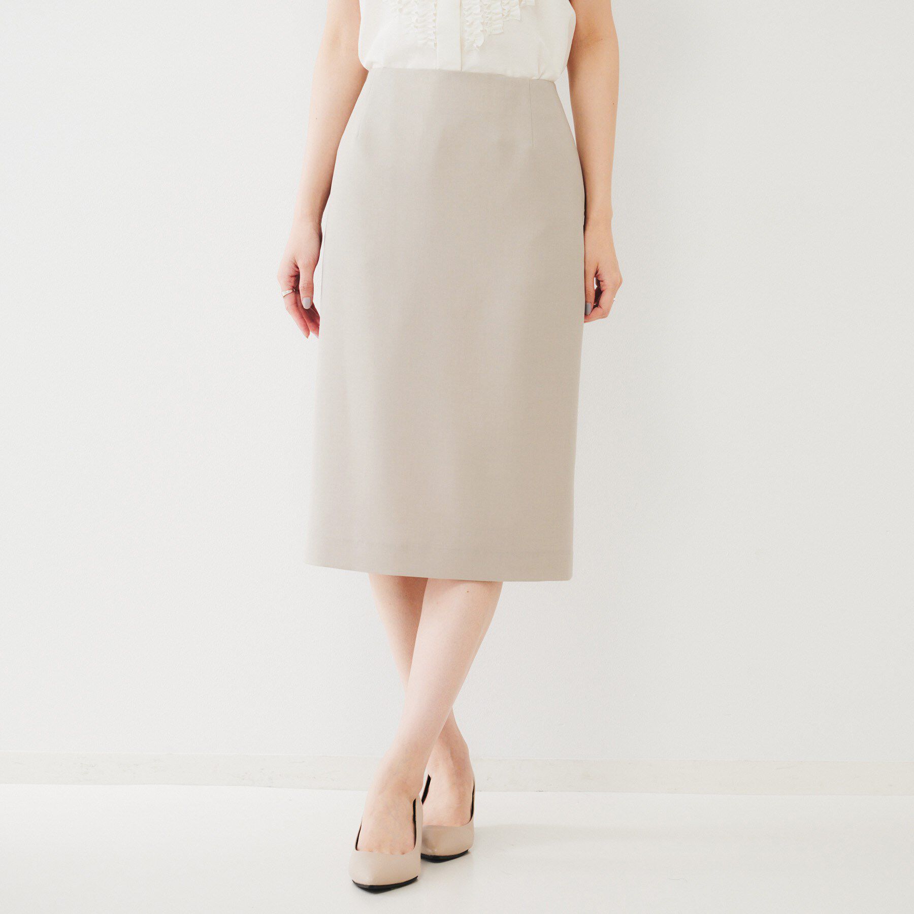 UNTITLED「【通勤スーツ】ライトウェイト タイトスカート」|スカート|ピンクベージュ(05