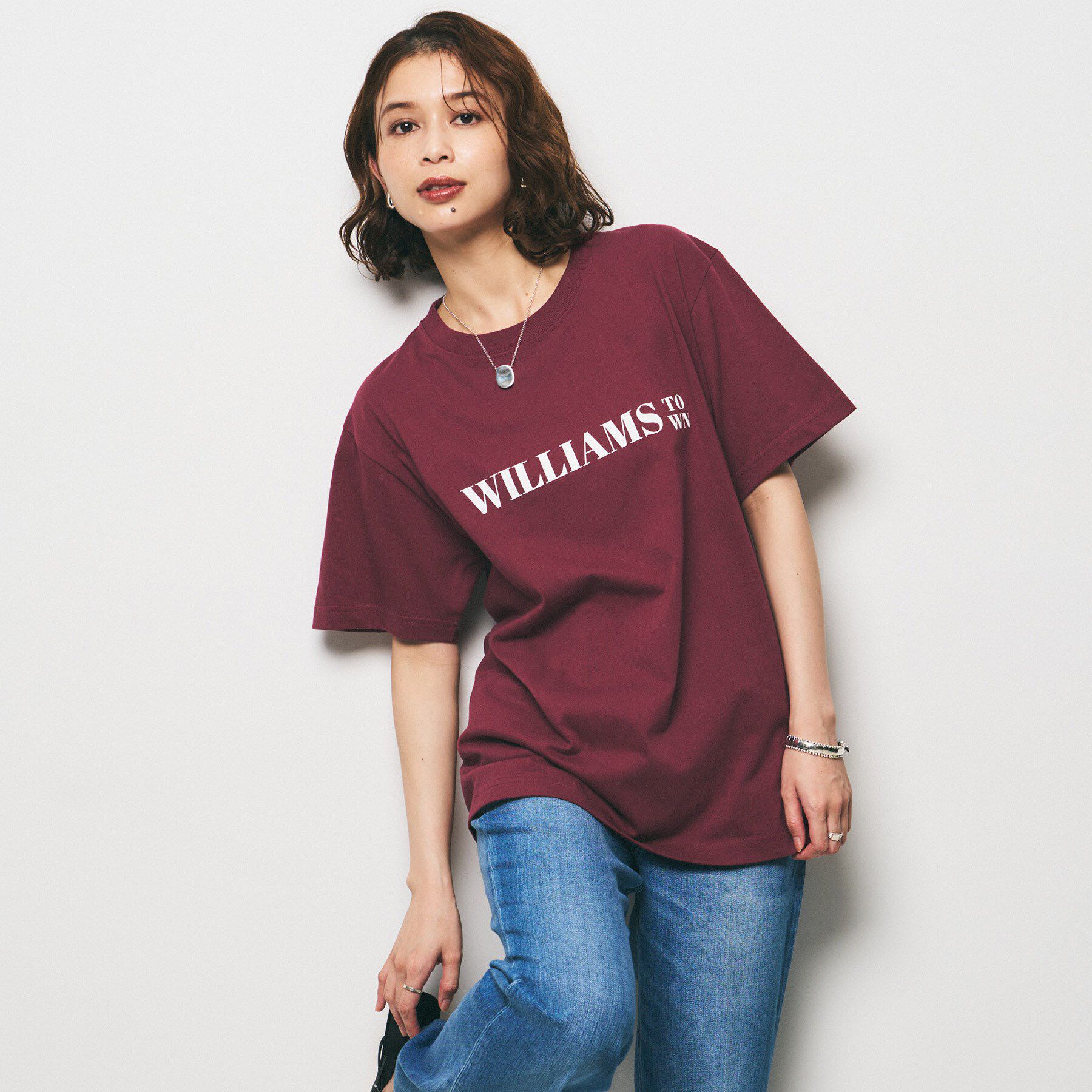 UNTITLED「【Healthy DENIM】Williams TownロゴTシャツ」|Tシャツ・カットソー|ボルドー(064)