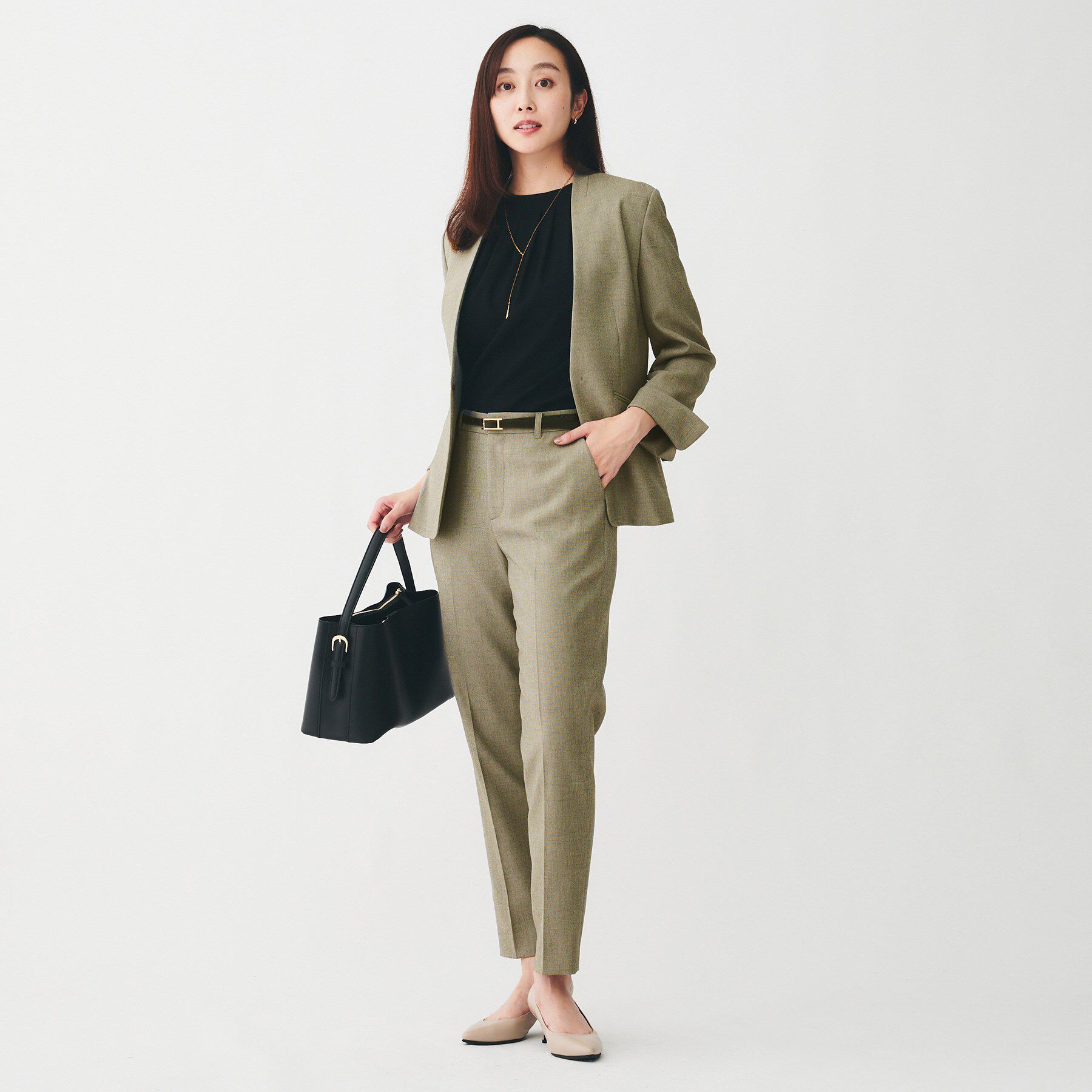 UNTITLED「【洗える/お仕事スーツ】ドライメランジ テーパードパンツ」|その他|