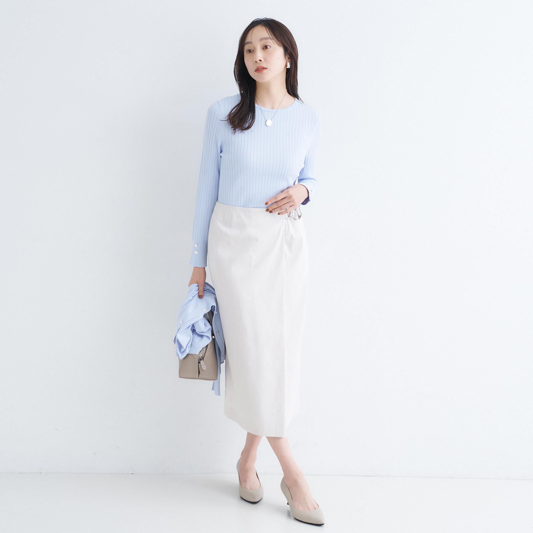 UNTITLED「【洗える/後ろウエストゴム】デニム調シャンブレーナロースカート」|スカート|