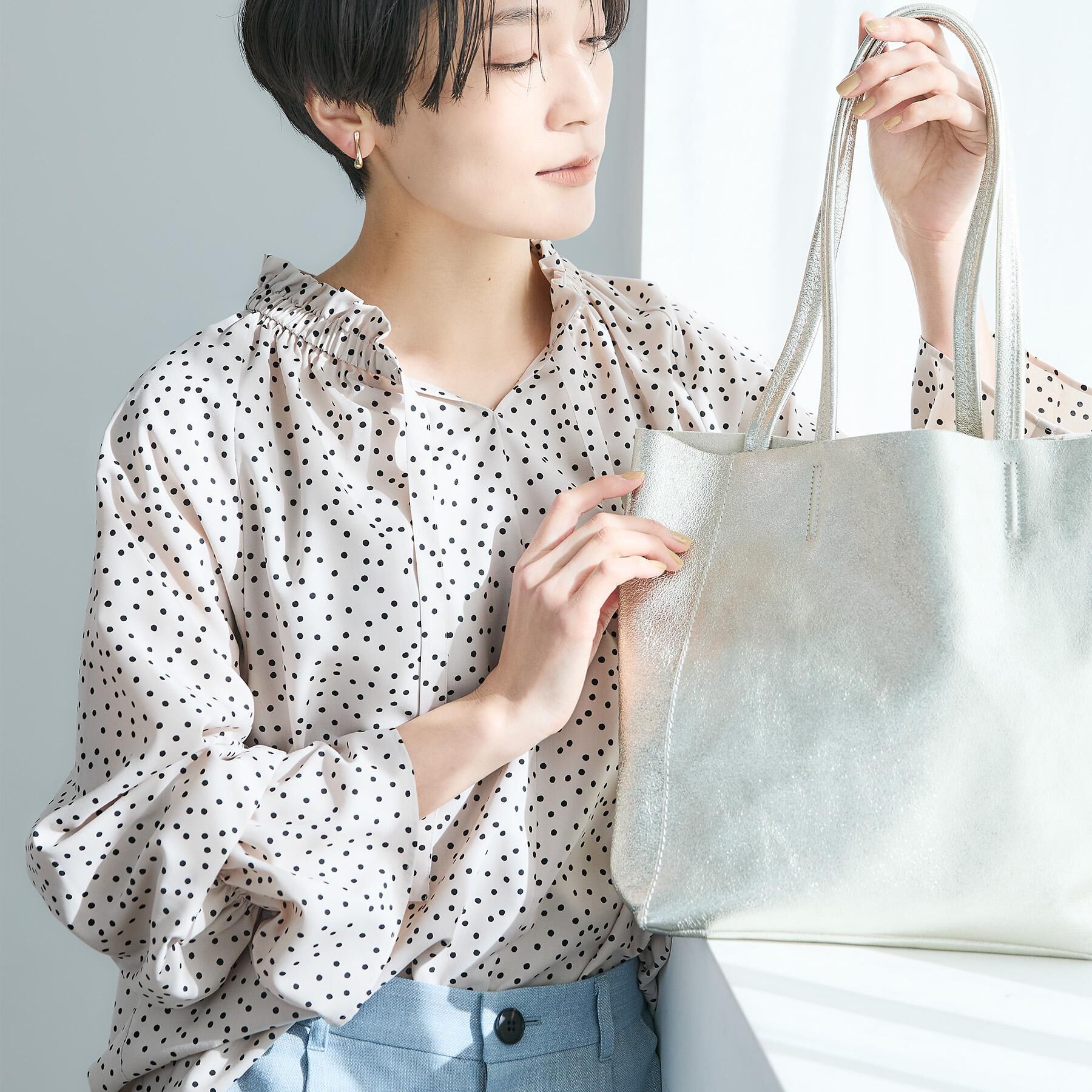 UNTITLED「【洗える/セットアップ可】ランダムドットブラウス」|シャツ・ブラウス|