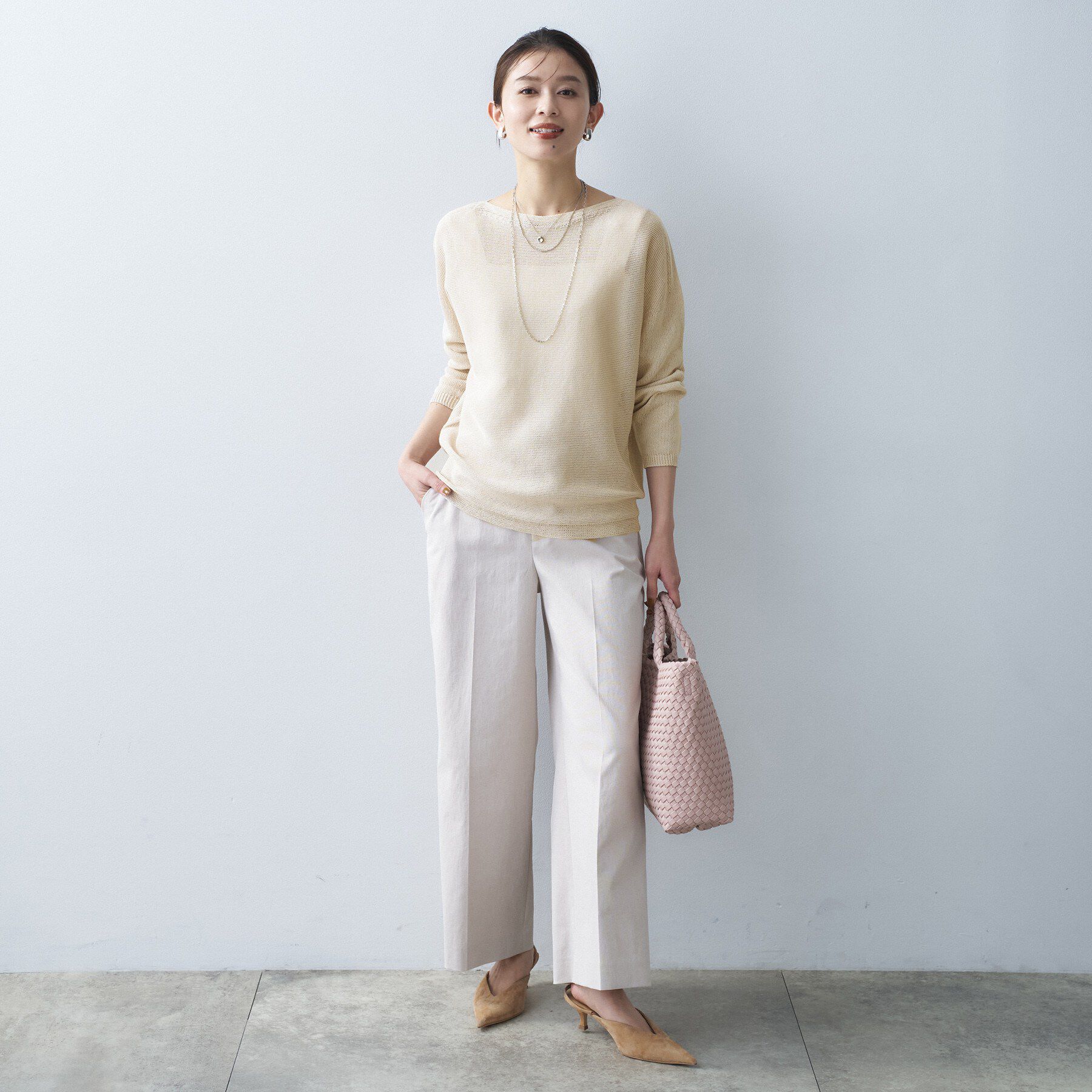 UNTITLED「【8色展開/洗える/程よい透け感】ドライタッチボートネックニット」|ニット・セーター|