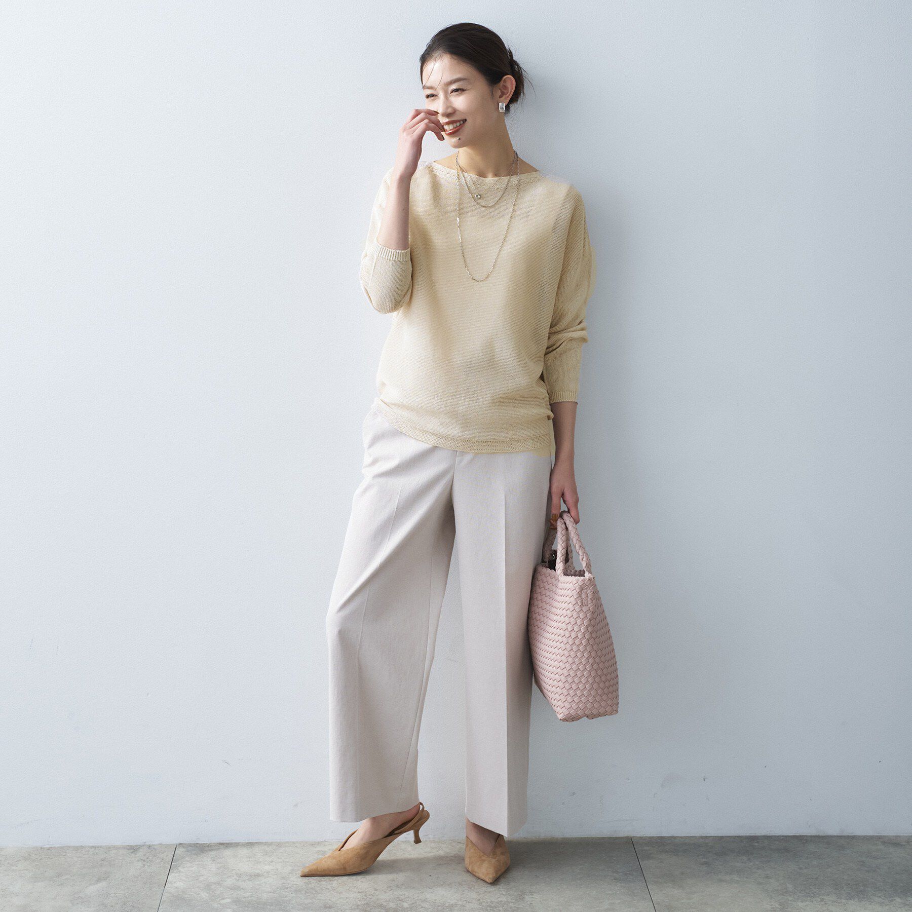 UNTITLED「【8色展開/洗える/程よい透け感】ドライタッチボートネックニット」|ニット・セーター|