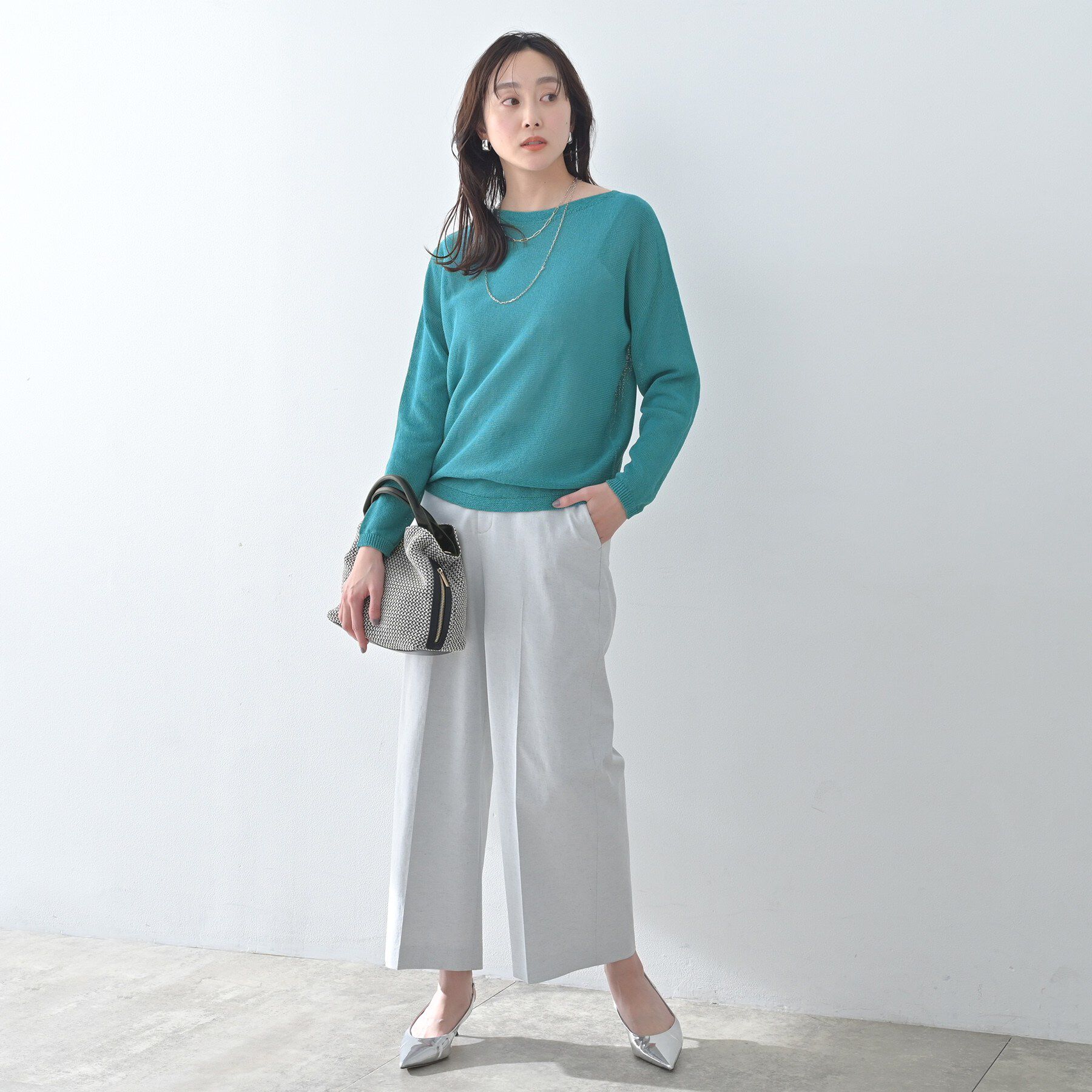 UNTITLED「【8色展開/洗える/程よい透け感】ドライタッチボートネックニット」|ニット・セーター|