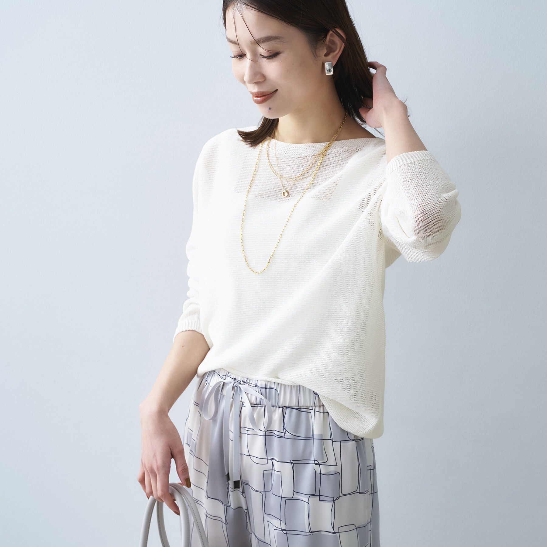 UNTITLED「【8色展開/洗える/程よい透け感】ドライタッチボートネックニット」|ニット・セーター|