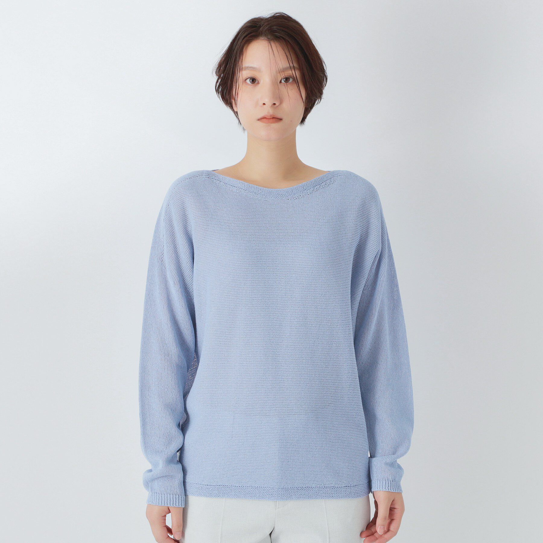 UNTITLED「【8色展開/洗える/程よい透け感】ドライタッチボートネックニット」|ニット・セーター|