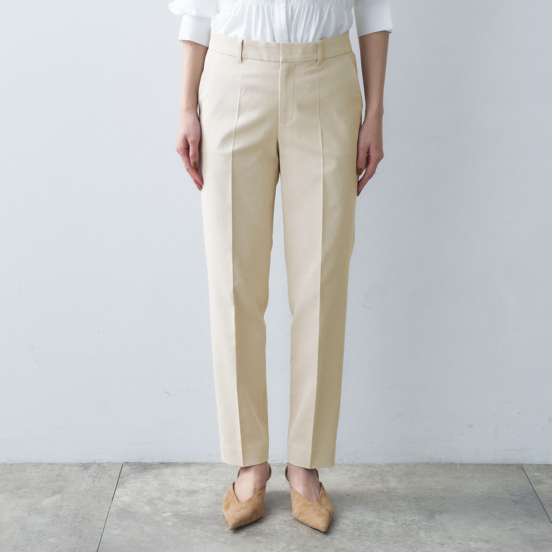 UNTITLED「【接触令感/洗える/後ろウエストゴム】オックステーパードパンツ」|その他|