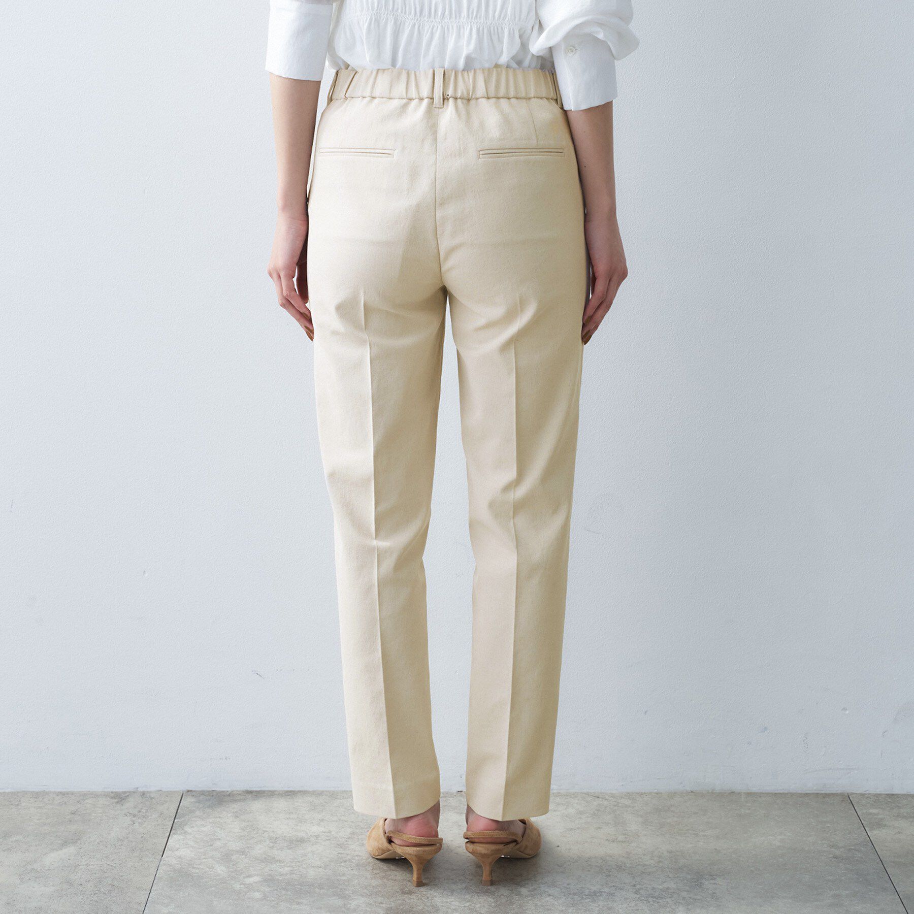 UNTITLED「【接触令感/洗える/後ろウエストゴム】オックステーパードパンツ」|その他|