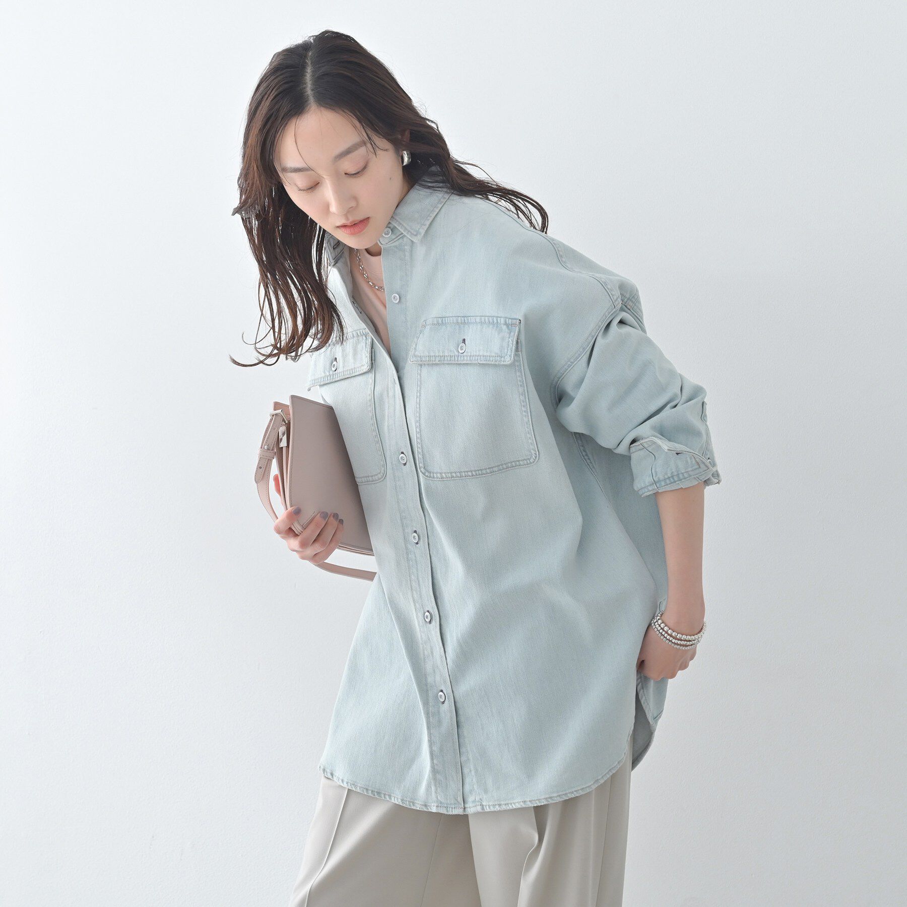 UNTITLED「【Healthy DENIM】Almond（アーモンド）ビッグシャツ」|シャツ・ブラウス|