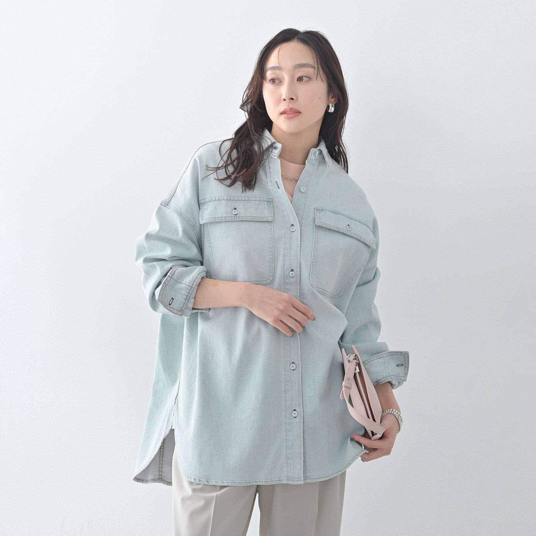 UNTITLED「【Healthy DENIM】Almond（アーモンド）ビッグシャツ」|シャツ・ブラウス|
