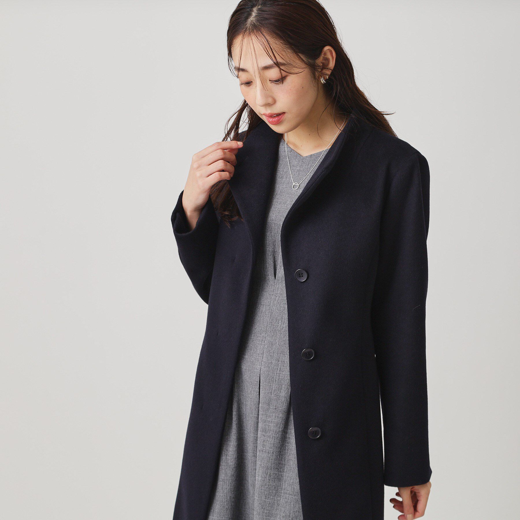 COUP DE CHANCE「【カシミヤ混／日本製】Iラインスタンドウィングカラーコート」|その他|