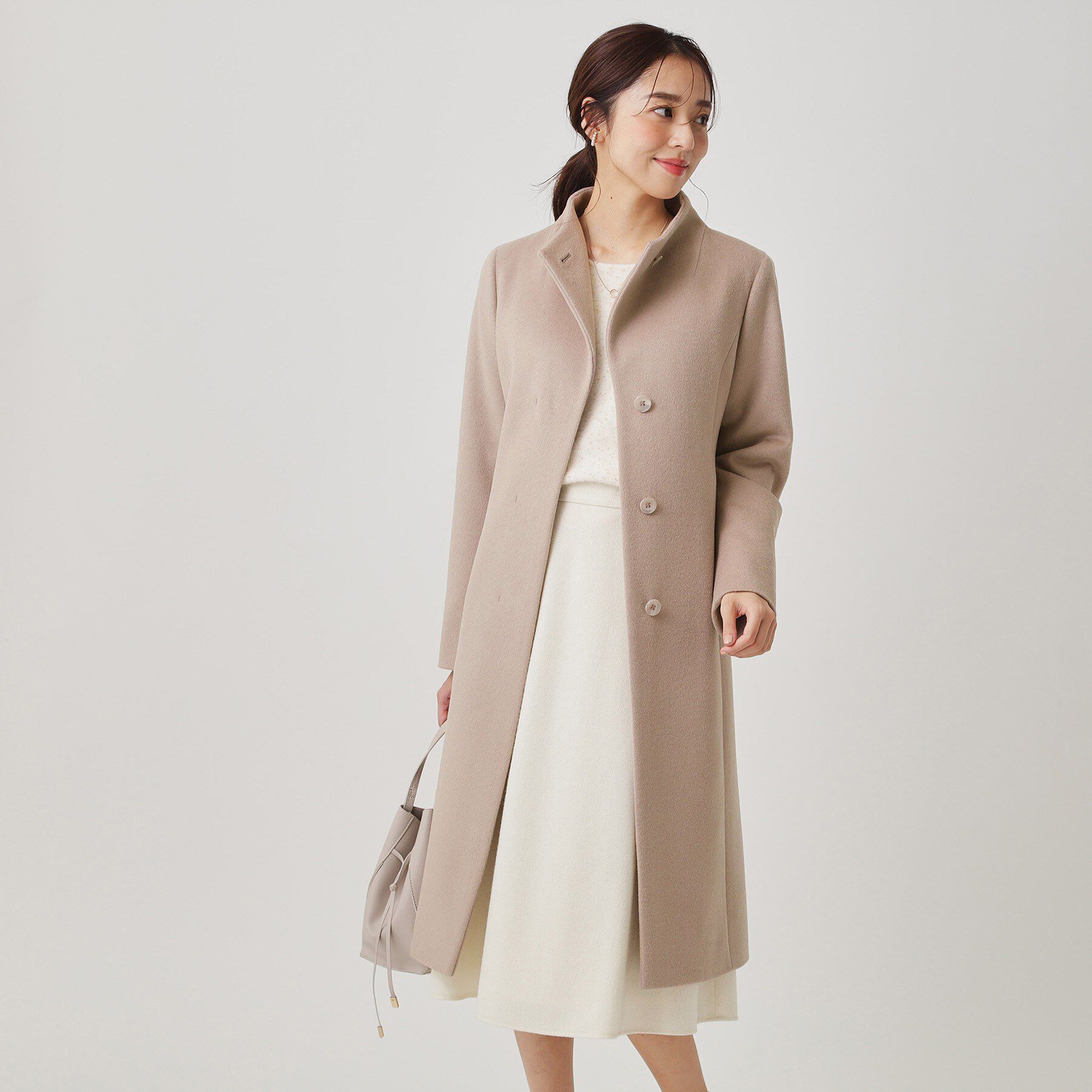 COUP DE CHANCE「【カシミヤ混／日本製】Iラインスタンドウィングカラーコート」|その他|ベージュ(052)
