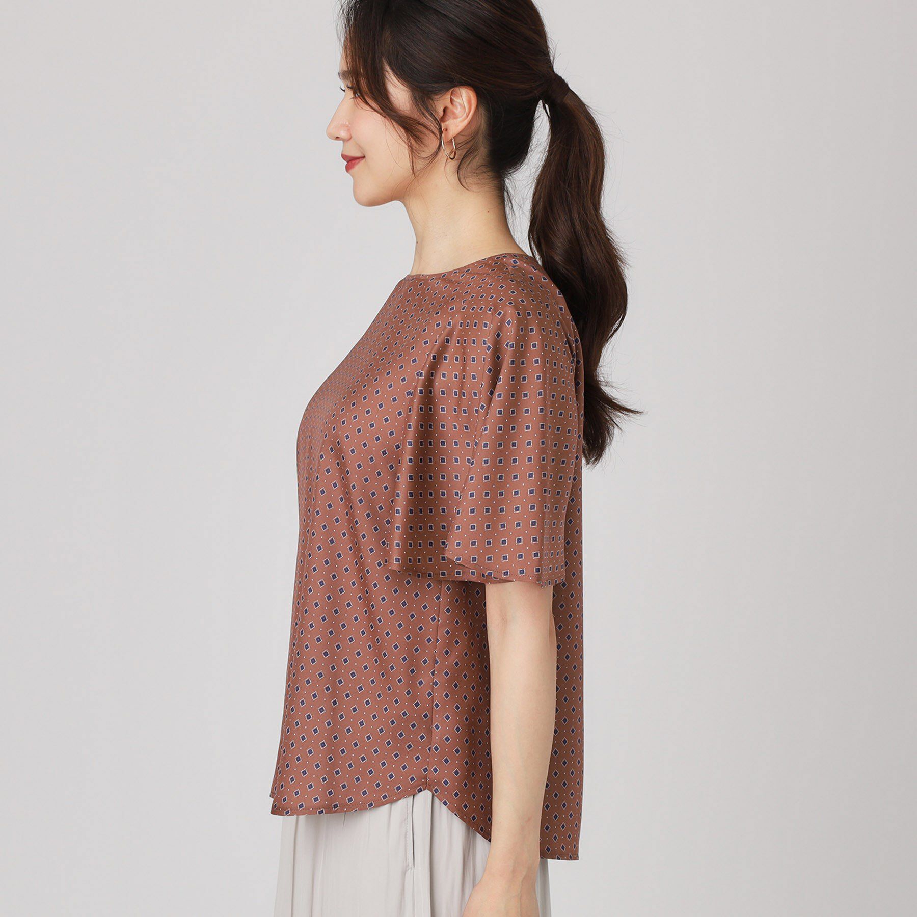 COUP DE CHANCE「【手洗い可／日本製】小紋柄フレアスリーブブラウス」|シャツ・ブラウス|