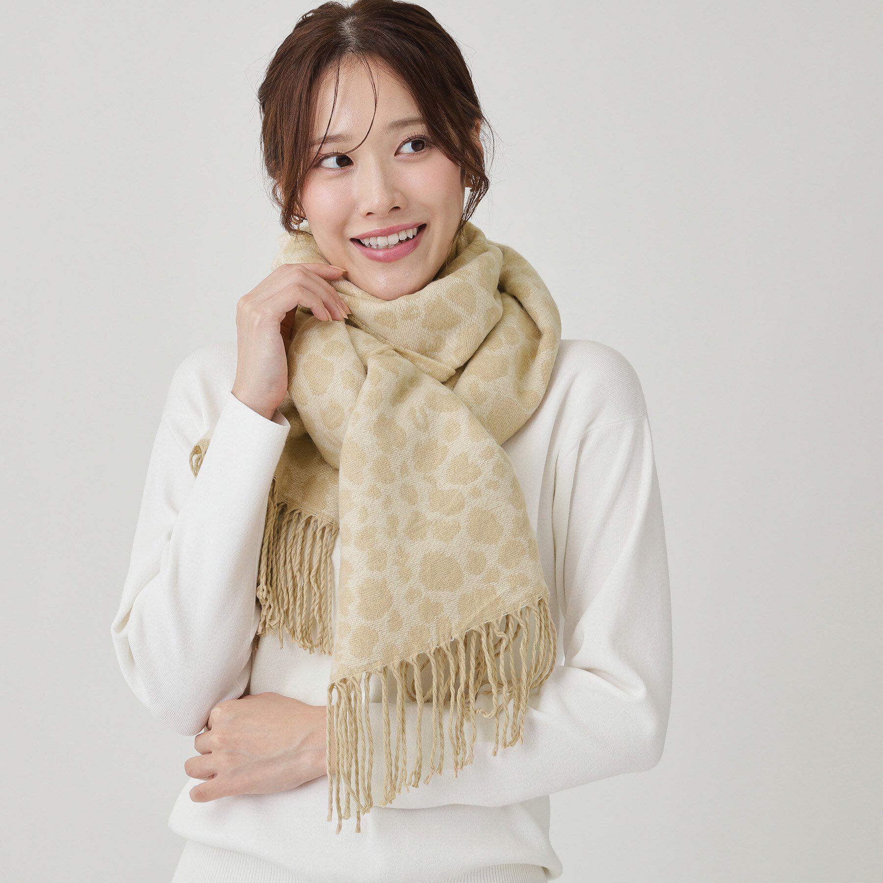 COUP DE CHANCE「レオパード柄ストール／フリンジストール」|ストール|