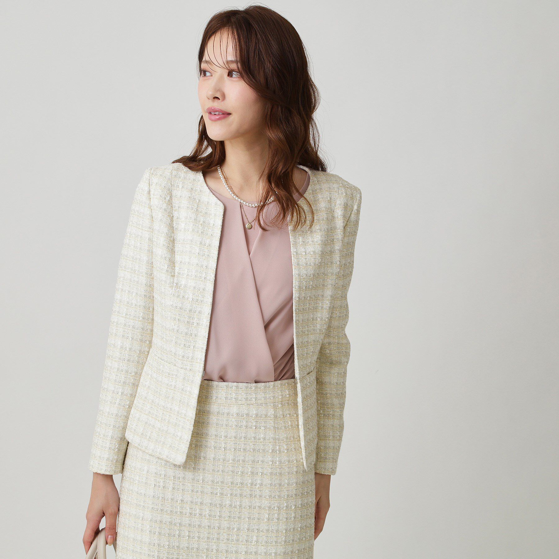 COUP DE CHANCE「【日本製／セットアップ可】ファンシーツィードのノーカラージャケット」|ノーカラージャケット|